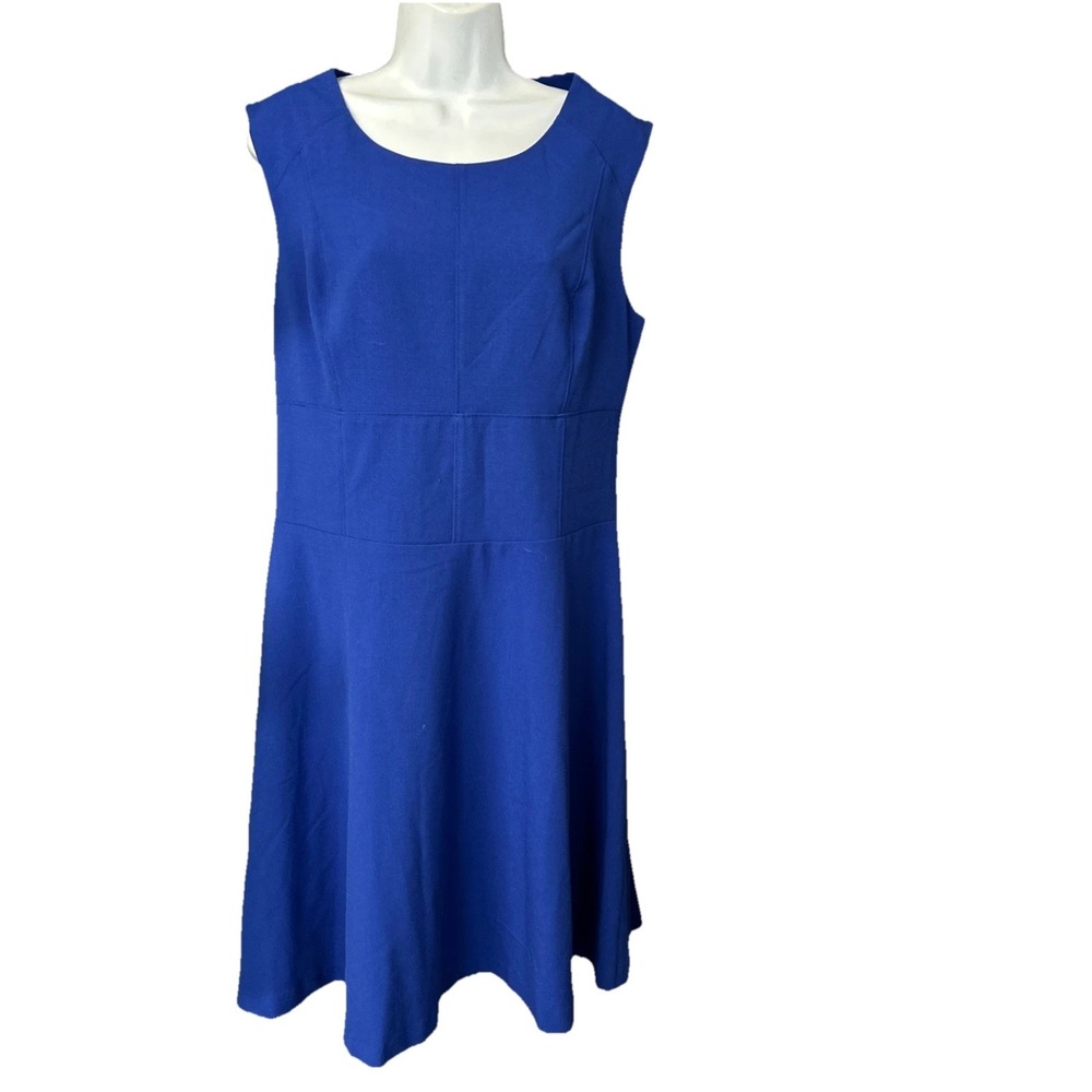 Lark & Ro Women's 10 Sleeveless Blue Dress Knee Business Party Dinner Zip Lined
